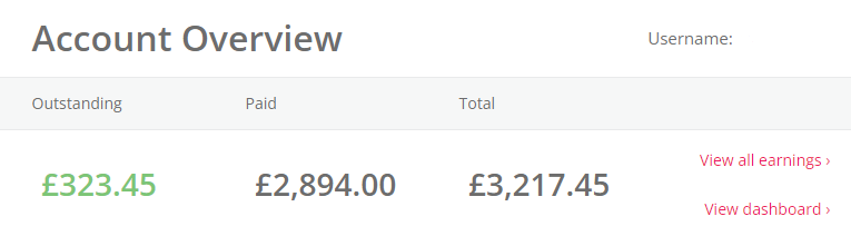 TopCashback Account Overview Total Earned